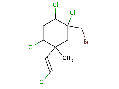 (1R)-1β,2β,4β-三氯-5β-[(e)-2-氯乙烯基]-1-(溴甲基)-5-甲基環(huán)己烷結(jié)構(gòu)式,54279-01-5結(jié)構(gòu)式