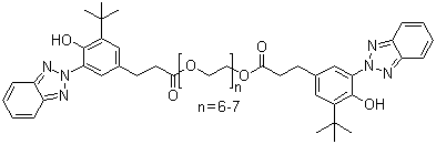 雙{3-[3-(2H-苯并三唑-2-基)-4-羥基-5-叔丁基苯基]-丙酸}-聚乙二醇 300 酯結(jié)構(gòu)式_104810-47-1結(jié)構(gòu)式