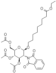 8-乙氧羰基辛基-(3,4,6-三-O-乙?；?2-脫氧-2-鄰苯二甲酰亞胺基-beta-D-吡喃葡萄糖苷結(jié)構(gòu)式_106445-23-2結(jié)構(gòu)式
