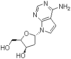 （2R，3R，5R）-5-（4-氨基-7H-吡咯[2,3-D]嘧啶-7 -基）-2 -（羥甲基）四氫呋喃-3-醇結(jié)構(gòu)式_107729-48-6結(jié)構(gòu)式