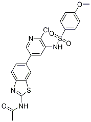 N-[6-[6-氯-5-[[(4-甲氧基苯基)磺?；鵠氨基]-3-吡啶]-1,3-苯并噻唑-2-基]乙酰胺結(jié)構(gòu)式_1112980-87-6結(jié)構(gòu)式