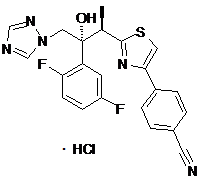 4-[2-[(1R,2R)-2-(2,5-二氟苯基)-2-羥基-1-甲基-3-(1H-1,2,4-三唑-1-基)丙基]-4-噻唑基]芐腈鹽酸鹽結構式_1121545-23-0結構式