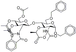 芐基4-O-(2-(1,3-二氫-1,3-二氧代-2H-異吲哚-2-基)-2-脫氧-3,4,6-三-O-乙酰基-beta-D-葡糖吡喃并sl)-N-乙?；?alpha-D-胞壁酸甲酯結(jié)構(gòu)式_112289-92-6結(jié)構(gòu)式