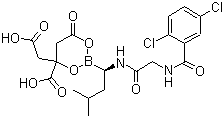 4-羧基-2-[(1R)-1-[[2-[(2,5-二氯苯甲酰基)氨基]乙?；鵠氨基]-3-甲基丁基]-6-氧代-1,3,2-二氧硼雜環(huán)己-4-乙酸結(jié)構(gòu)式_1201902-80-8結(jié)構(gòu)式