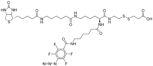 2-{N2-[N6-(4-疊氮基-2,3,5,6-四氟苯甲?；?-6-氨基己酰]-N6-(6-生物素酰胺基己酰)-L-賴氨酰酰胺基}]乙基2-羧基乙基二硫醚結(jié)構(gòu)式_1217773-33-5結(jié)構(gòu)式