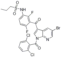 N-[3-[[5-溴-1-(2,6-二氯苯甲?；?-1H-吡咯并[2,3-b]吡啶-3-基]羰基]-2,4-二氟苯基]-1-丙烷磺酰胺結(jié)構(gòu)式_1262985-24-9結(jié)構(gòu)式