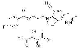 (R)-3-(5-(2-氨基丙基)-7-氰基吲哚-1-基)丙基 4-氟苯甲酸 (2R,3R)-2,3-二羥基琥珀酸酯結構式_1277178-53-6結構式