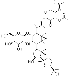 (3B,6a,16B,20R,24S)-3-O-[(3,4-二乙?；?B-D-木糖)]-20, 24-環(huán)氧-16,25-二羥基-9,19-環(huán)羊毛甾烷-6-O-葡萄糖苷結(jié)構(gòu)式_1324005-51-7結(jié)構(gòu)式