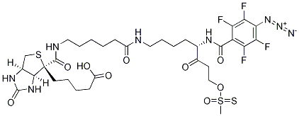 2-[N2-(4-疊氮基-2,3,5,6-四氟苯甲?；?-N6-(6-生物素酰胺基己酰)-L-賴氨酰]乙基甲烷硫代磺酸酯結(jié)構(gòu)式_1356383-18-0結(jié)構(gòu)式
