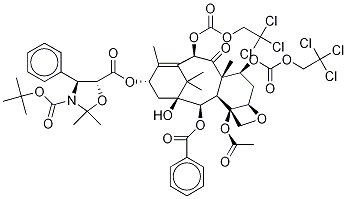 13-{[(3-N-叔丁氧羰基)-2,2-二甲基-4S-苯基-1,3-惡唑烷-5R-基]甲?；鶀-10-去乙酰基-7,10-二{[(2,2,2-三氯乙基)氧基]羰基}漿果赤霉素III結構式_143527-76-8結構式