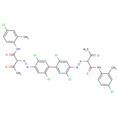 2,2-[(2,2,5,5-四氯[ 1,1-聯(lián)苯]-4,4-二基)雙(氮雜)]雙[n-(4-氯-2-甲基苯基)-3-氧代-丁酰胺結(jié)構(gòu)式_14359-20-7結(jié)構(gòu)式