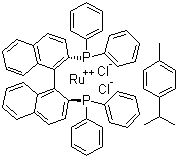 氯代[(R)-(+)-2,2-二(二苯基膦)-1,1-聯(lián)萘](P-傘花素)氯化釕(II)結構式_145926-28-9結構式
