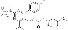 (+)-(3R)-7-[4-(4-氟苯基)-6-異丙基-2-(N-甲基-N-甲磺酰氨基)嘧啶-5-基]-3-羥基-5-氧代-(6E)-己烯酸甲酯結(jié)構(gòu)式_147118-39-6結(jié)構(gòu)式