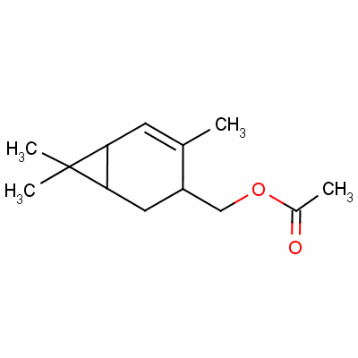 4,7,7-三甲基雙環(huán)[4.1.0]庚-4-烯-3-基甲基乙酸酯結(jié)構(gòu)式_15103-33-0結(jié)構(gòu)式