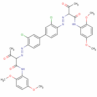 2,2-[(3,3-二氯[1,1-聯(lián)苯]-4,4-二基)雙(氮雜)]雙[n-(2,5-二甲氧基苯基)-3-氧代-丁酰胺結(jié)構(gòu)式_15110-84-6結(jié)構(gòu)式
