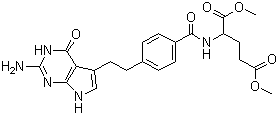 N-[4-[2-(2-氨基-4,7-二氫-4-氧代-3H-吡咯并[2,3-d]嘧啶-5-基)乙基]苯甲?；鵠-L-谷氨酸 1,5-二甲酯結(jié)構(gòu)式_155405-81-5結(jié)構(gòu)式