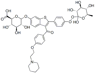 2-{4-[(5xi)-beta-L-來蘇-吡喃己酮糖基氧基]苯基}-3-{4-[2-(1-哌啶基)乙氧基]苯甲?；鶀-1-苯并噻吩-6-基(5xi)-beta-D-來蘇-吡喃己酮糖苷酸結(jié)構(gòu)式_182507-20-6結(jié)構(gòu)式