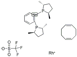 (-)-1,2(2R,5R)-2,5-(二甲基磷雜環(huán)戊烷基)苯(環(huán)辛二烯)銠(I)三氟甲烷磺酸鹽結構式_187682-63-9結構式