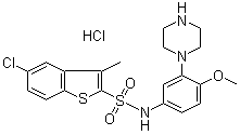 5-氯-N-[4-甲氧基-3-(1-哌嗪基)苯基]-3-甲基苯并[b]噻吩-2-磺胺鹽酸鹽結(jié)構(gòu)式_209481-24-3結(jié)構(gòu)式