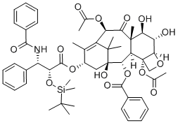 (2alpha,3xi,5beta,6alpha,7beta,10beta,13alpha)-4,10-二乙酰氧基-13-{[(2R,3S)-3-(苯甲?；被?-2-{[二甲基(2-甲基-2-丙基)硅烷基]氧基}-3-苯基丙?；鵠氧基}-1,6,7-三羥基-9-氧代-5,20-環(huán)氧紫杉-11-烯-2-基苯甲酸結(jié)構(gòu)式_211732-86-4結(jié)構(gòu)式