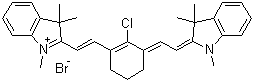 2-[2-[2-氯-3-[2-(1,3-二氫-1,3,3-三甲基-2H-吲哚-2-亞基)乙亞基]-1-環(huán)己烯-1-基]乙烯基]-1,3,3-三甲基-3H-吲哚溴化物結構式_212964-63-1結構式