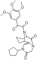 2-環(huán)戊基-8,9,10,11-四氫-12-[2-氧代-2-(3,4,5-三甲氧基苯基)乙?；鵠-7,11-亞氨基-2H-吡嗪并[1,2-A]氮雜環(huán)辛四烯-3,6(4H,7H)-二酮結(jié)構(gòu)式_255910-29-3結(jié)構(gòu)式