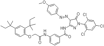 3-[[2-[2,4-雙(叔戊基)苯氧基]乙酰基]氨基]-N-(4,5-二氫-4-[(4-甲氧苯基)偶氮-5-氧代-1-(2,4,6-三氯苯基)-1H-吡唑-3-基]苯甲酰胺結(jié)構(gòu)式_28279-36-9結(jié)構(gòu)式