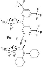 (R)-1-[(S)-2-(二-(3,5-雙-三氟甲苯基)膦)二茂鐵基]乙基-二環(huán)己膦結(jié)構(gòu)式_292638-88-1結(jié)構(gòu)式