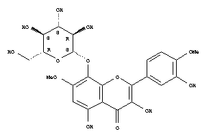 8-[(B-d-吡喃葡萄糖 )氧基]-3,3’,5-三羥基-4’,7-二甲氧基黃酮結(jié)構(gòu)式_32427-55-7結(jié)構(gòu)式