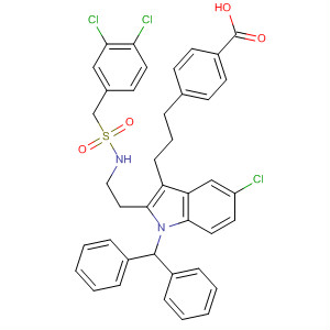 4-[3-[5-氯-2-[2-[(3,4-二氯芐基)磺?；被鵠乙基]-1-[二(苯基)甲基]吲哚-3-基]丙基]苯甲酸結(jié)構(gòu)式_381683-94-9結(jié)構(gòu)式