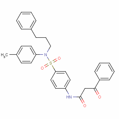 3-氧代-3-苯基-n-[4-[n-(3-苯基丙基)-n-(對(duì)甲苯)氨磺酰基]苯基]丙酰胺結(jié)構(gòu)式_38219-91-9結(jié)構(gòu)式