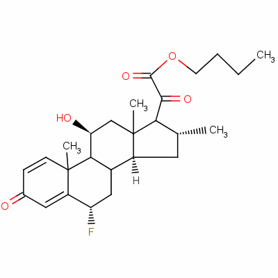 6alpha-氟-11beta-羥基-16alpha-甲基-3,20-二氧代孕甾烷-1,4-二烯-21-酸丁酯結(jié)構(gòu)式_41767-29-7結(jié)構(gòu)式