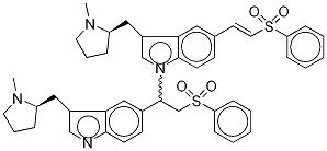 3-[[(2R)-1-甲基-2-吡咯烷]甲基]-1-[1-[3-[[(2r)-1-甲基-2-吡咯烷]甲基]-1H-吲哚-5-基]-2-(苯基磺酰基)乙基]-5-[(1e)-2-(苯基磺?；?乙烯]-1H-吲哚結(jié)構(gòu)式_438226-83-6結(jié)構(gòu)式