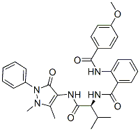 (9ci)-n-[(1s)-1-[[(2,3-二氫-1,5-二甲基-3-氧代-2-苯基-1H-吡唑-4-基)氨基]羰基]-2-甲基丙基]-2-[(4-甲氧基苯甲?；?氨基]-苯甲酰胺結(jié)構(gòu)式_471259-67-3結(jié)構(gòu)式