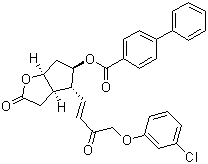 [1,1-聯(lián)苯]-4-羧酸 [3ar-[3aa,4a(e),5b,6aa]]-4-[4-(3-氯苯氧基)-3-氧代-1-丁烯]六氫-2-氧代-2H-環(huán)戊并[b]呋喃-5-基酯結構式_54324-79-7結構式