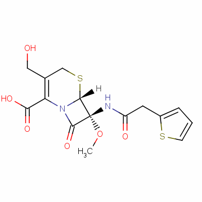 (6R-順式)-3-(羥基甲基)-7-甲氧基-8-氧代-7-(2-噻吩基乙酰氨基)-5-硫雜-1-氮雜雙環(huán)[4.2.0]辛-2-烯-2-羧酸結構式_54333-94-7結構式