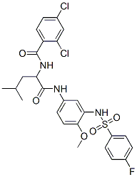 (9ci)-2,4-二氯-n-[1-[[[3-[[(4-氟苯基)磺?；鵠氨基]-4-甲氧基苯基]氨基]羰基]-3-甲基丁基]-苯甲酰胺結(jié)構(gòu)式_566890-79-7結(jié)構(gòu)式