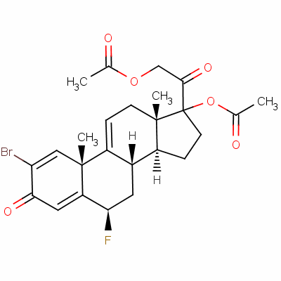2-溴-6beta-氟-17,21-二羥基孕甾-1,4,9(11)-三烯-3,20-二酮 17,21-二(乙酸酯)結(jié)構(gòu)式_57808-78-3結(jié)構(gòu)式