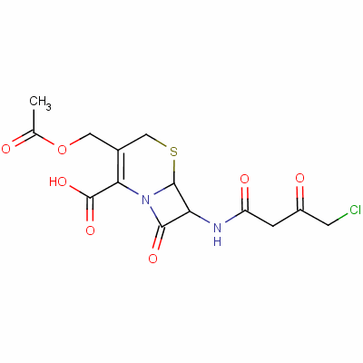 (6R-反式)-3-(乙酰氧基甲基)-7-[(4-氯-1,3-二氧代丁基)氨基]-8-氧代-5-硫雜-1-氮雜雙環(huán)[4.2.0]-2-辛烯-2-羧酸結構式_58684-54-1結構式