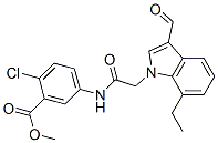 (9CI)-2-氯-5-[[(7-乙基-3-甲酰基-1H-吲哚-1-基)乙?；鵠氨基]-苯甲酸甲酯結(jié)構(gòu)式_593237-13-9結(jié)構(gòu)式