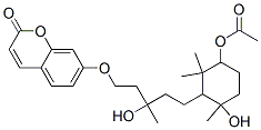 (+)-7-[[5-(3-乙?；趸?6-羥基-2,2,6-三甲基環(huán)己基)-3-羥基-3-甲基戊基]氧基]-2H-1-苯并吡喃-2-酮結(jié)構(gòu)式_60077-53-4結(jié)構(gòu)式