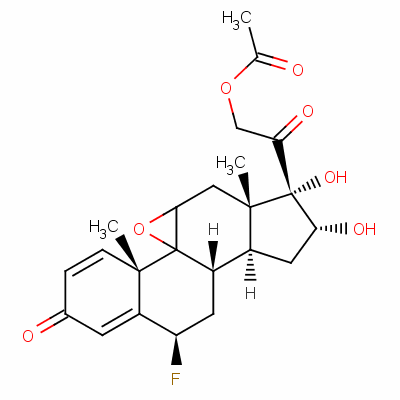 9beta,11alpha-環(huán)氧-6beta-氟-16alpha,17,21-三羥基孕甾-1,4-二烯-3,20-二酮 21-乙酸酯結(jié)構(gòu)式_60864-48-4結(jié)構(gòu)式