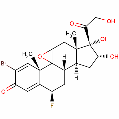 2-溴-9beta,11beta-環(huán)氧-6beta-氟-16alpha,17,21-三羥基孕甾-1,4-二烯-3,20-二酮結構式_60864-70-2結構式
