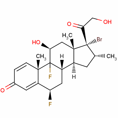 17-溴-6beta,9-二氟-11beta,21-二羥基-16alpha-甲基孕甾-1,4-二烯-3,20-二酮結(jié)構(gòu)式_61339-37-5結(jié)構(gòu)式