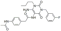  4-(乙?；被?-n-[6-氨基-1-丁基-3-[(3-氟苯基)甲基]-1,2,3,4-四氫-2,4-二氧代-5-嘧啶]-苯乙酰胺結(jié)構(gòu)式_628279-20-9結(jié)構(gòu)式