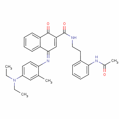 N-[2-[2-(乙?；被?苯基]乙基]-4-[[4-(二乙基氨基)-2-甲基苯基]亞氨基]-1,4-二氫-1-氧代萘-2-羧酰胺結(jié)構(gòu)式_63059-58-5結(jié)構(gòu)式