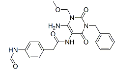  4-(乙?；被?-n-[6-氨基-1,2,3,4-四氫-1-(甲氧基甲基)-2,4-二氧代-3-(苯基甲基)-5-嘧啶]-苯乙酰胺結(jié)構(gòu)式_637334-93-1結(jié)構(gòu)式