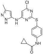 N-[4-[[4-氯-6-(5-甲基-2H-吡唑-3-氨基)嘧啶-2-基]磺?；鵠苯基]氨基環(huán)丙羧酸結(jié)構(gòu)式_639090-55-4結(jié)構(gòu)式