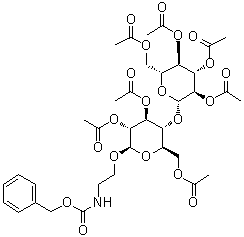 [2-[[2,3,6-三-O-乙?；?4-O-(2,3,4,6-四-O-乙?；?BETA-D-吡喃葡萄糖基)-BETA-D-吡喃葡萄糖基]氧基]乙基]氨基甲酸芐酯結(jié)構(gòu)式_64448-40-4結(jié)構(gòu)式