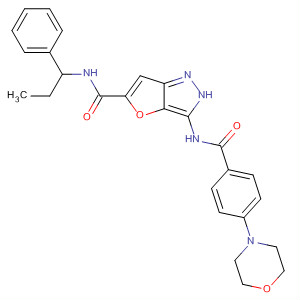3-[[4-(4-嗎啉)苯甲?；鵠氨基]-n-(1-苯基丙基)-1H-呋喃并[3,2-c]吡唑-5-羧酰胺結(jié)構(gòu)式_648412-44-6結(jié)構(gòu)式